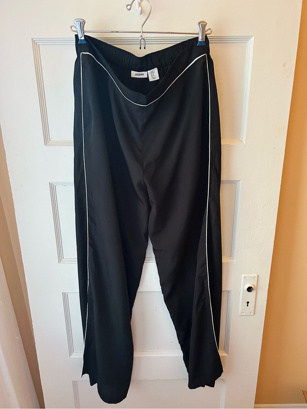 Jason Wu Black Wide-Leg Trousers with White Piping
